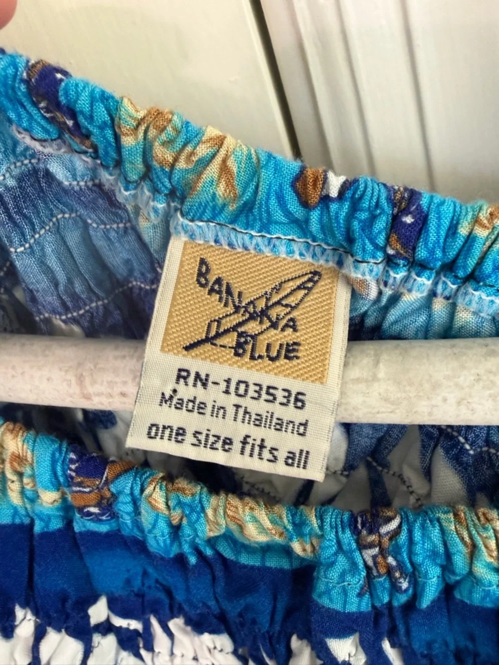 Blue Floral Smocked Square-Neck Crop Top - Picture 3 of 3